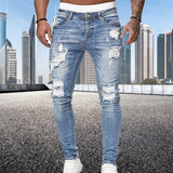 Joior Street Style Ripped Skinny Jeans Men Vintage Wash Solid Denim Trouser Mens Casual Slim Fit Pencil Denim Pants