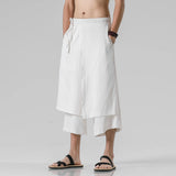 Joior Men Casual Withe Wide Leg Pants Mens Irregular Cotton  Linen Harem Pants Male Solid  Vintage Skirts Trousers M-5XL