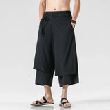 Joior Men Casual Withe Wide Leg Pants Mens Irregular Cotton  Linen Harem Pants Male Solid  Vintage Skirts Trousers M-5XL