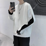 Joior Autumn Winter Long Sleeve Men T Shirts Clothes Black White Patchwork Fake Two Cool Fashion Tops Oversized Korean Style Side Slit