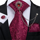 Joior Fashion Green Dot Red 8cm Men's Silk Tie Business Wedding Party Necktie Handkerchief Brooch Cufflinks Set Men's Gift Tie DiBanGu