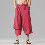 Joior Men Casual Withe Wide Leg Pants Mens Irregular Cotton  Linen Harem Pants Male Solid  Vintage Skirts Trousers M-5XL