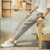 Joior Summer Pants Male Korean Trend Loose Casual Pants Male Small Feet 9-Point Pants Slim Linen Mens Fashion Streetwear Size M-5Xl