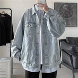 Joior Cotton Denim Jacket Men Casual Solid Color Lapel Single Breasted Jeans Jacket Men Outwear Bomber Streetwear Windbreaker Coat