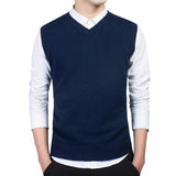 Joior Cotton Pullovers Vest Mens Sweater Autumn V Neck Slim Sweaters Vest Men's Warm Sleeveless Sweater Slim Style Casual M-3xl