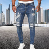 Joior Fashion Street Style Ripped Skinny Jeans Men Vintage Wash Solid Denim Trouser Mens Casual Slim Fit Pencil Denim Pants