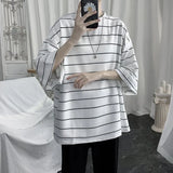 Joior Cool Summer Oversized T-Shirt Men Funny Harajuku Tshirt Streetwear Femme Striped Japan Hip Hop Loose Half Sleeve T Shirts Male