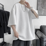 Joior Classic Solid T-shirts Men Summer Oversized M-3XL Waffle Simple Breathable Basic O-neck Tops Male Handsome Stylish Loose Casual