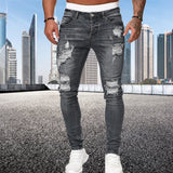 Joior Fashion Street Style Ripped Skinny Jeans Men Vintage Wash Solid Denim Trouser Mens Casual Slim Fit Pencil Denim Pants