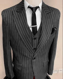 Joior Men's Suits Stripe Men's Blazer Wedding Male Groom Tuxedos Suit with Pants 3 Pieces (Jacket+Pants+Vest) Costume Homme