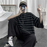 Joior Cool Summer Oversized T-Shirt Men Funny Harajuku Tshirt Streetwear Femme Striped Japan Hip Hop Loose Half Sleeve T Shirts Male