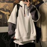 2024 Trend Fake Two Hoodies Men's Loose Casual Korean Student Coat