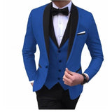 Joior Costume Homme Italian Business Slim Fit 3 Pieces Royal Blue Men's Suits Groom Prom Tuxedos Groomsmen Blazer for Wedding