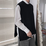 Autumn Sweater Vest Men's Fashion O-neck Knitted Pullover Men Loose Korean Vest Knitting Sweaters Mens Clothes M-3XL