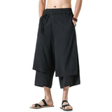 Joior Men Casual Withe Wide Leg Pants Mens Irregular Cotton  Linen Harem Pants Male Solid  Vintage Skirts Trousers M-5XL