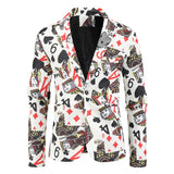 Joior Allover Print One Button Blazer, Men's Casual Music Note Pattern Flap Pocket Lapel Sports Coat For Spring Fall Business