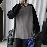 Joior Hot Sale Men Long Sleeve T-shirts Fashion Patchwork Harajuku Loose Outwear Tshirts Hip-hop Students All-match Basic Tops Couple