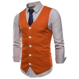 Joior Casual Cotton Linen Mens Suit Vest Slim Fit Single Breasted Sleeveless Waistcoat Male White Yellow Green Orange Light Blue M-4XL