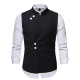 Joior Black Stand Collar Mens Dress Vest Fashion Chic Slim Fit Sleeveless Vest Waistcoat Male Formal Business Dress Vests Gilet Homme