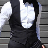 Joior Black Men Vest for Wedding Groom One Piece Slim Fit Suit Waistcoat Solid Color Male Fashion Coat