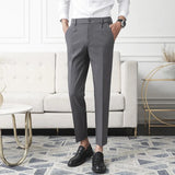 Joior New Men Non-iron fabric Dress Pants Slim Straight Black Apricot Dark Gray Casual Suit Pants Male Business Little Feet Suit Pants