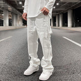 Joior Hip Hop White Straight Ripped Casual Mens Jeans Pants Both Side Tassel Wide Leg Streetwear Denim Trousers Oversized