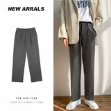 Joior Ice Silk Men Suit Pants Loose Loose Drape Straight Leg Trousers for Men Thin Wide-leg Casual Ninth Pants Japanese Streetwear