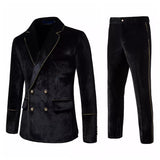 Joior Men's High-end Velvet Suits  Dress Jacket Party Costumes Jacket and Pants