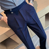 Joior High Quality Business Casual Draped High-waist Trousers Men Solid Color Formal Pants Male Formal Office Social Suit Pants