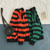 Joior Fashion Pullover Red And Black Stripe Knitted Sweater Men Women's Autumn Winter Round Neck Casual Trend  Clothing Plus Size