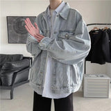 Joior Cotton Denim Jacket Men Casual Solid Color Lapel Single Breasted Jeans Jacket Men Outwear Bomber Streetwear Windbreaker Coat