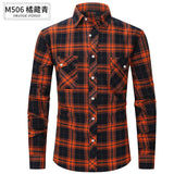 fall outfits men Spring and Summer Slim-Fit Red Brushed Plaid High-Grade Long-Sleeved Double-Pocket Flannel Shirt for Men