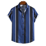 frat boy outfits New Men's Short-Sleeved Shirt Hawaiian Striped Shirt Fashion Casual Short-Sleeved Shirt Men's Fashion