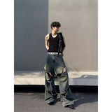 fashion outfits Fall Men's Jeans Men's Harajuku Loose Straight Hong Kong Style Japanese Temperament Ripped Trendy Trousers