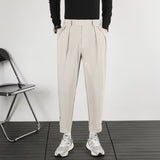 mens outfit inspiration Summer Casual Pants Men's Suit Pants Draping Ankle-Length Slim Fit Pants Harem Pants Loose Korean Style Trendy Ankle-Length Pants