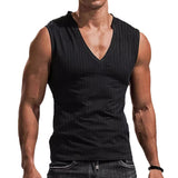 Summer Solid Color V-neck Vest Men's Comfortable Casual Breathable Sleeveless T-shirt Trendy Men