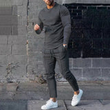 Men's Suit Spring and Autumn Loose round Neck Long Sleeve T Pants Two-Piece Casual Men's Sportswear