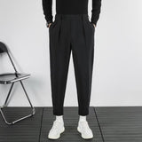 mens outfit inspiration Summer Casual Pants Men's Suit Pants Draping Ankle-Length Slim Fit Pants Harem Pants Loose Korean Style Trendy Ankle-Length Pants