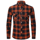 fall outfits men Spring and Summer Slim-Fit Red Brushed Plaid High-Grade Long-Sleeved Double-Pocket Flannel Shirt for Men