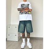 Joior jort outfits American-Style Retro Washed Distressed Soft Denim Shorts Men's Summer Thin Street Versatile Loose Straight Pants