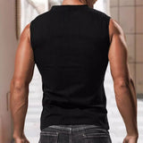 Summer Solid Color V-neck Vest Men's Comfortable Casual Breathable Sleeveless T-shirt Trendy Men