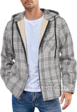 fall outfits men Men's Flannel Jacket New Long Sleeve Hooded Fleece-lined Warm Casual Men's Jacket