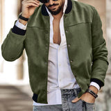 Autumn and Winter Suede Stand Collar Men's Button Cardigan Jacket Casual Trendy American Coat Men