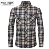 fall outfits men Spring and Summer Slim-Fit Red Brushed Plaid High-Grade Long-Sleeved Double-Pocket Flannel Shirt for Men