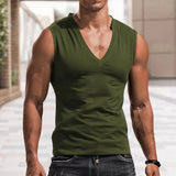 Men's Waistcoat V-neck Vest Solid Color Casual Breathable Slim Sleeveless T-shirt Men's Clothing