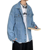 carhartt jacket outfit Washed Denim Coat Men's Autumn Loose Retro Japanese Ins Trendy Casual Solid Color Jacket Top Clothes