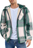 fall outfits men Men's Flannel Jacket New Long Sleeve Hooded Fleece-lined Warm Casual Men's Jacket