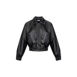 joker costume female outfit Korean Style Black PU Leather Shoulder Pad Short Leather Jacket Men's Trendy Casual High-Grade Black Zipper Jacket Top