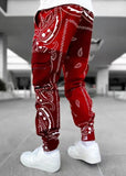 Spring Fashion Printed Cashew Flower Harem Pants Men's Loose High Street Trousers Men's Multi-Bag Overalls Men