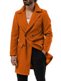 Autumn and Winter Men's British Mid-Length Long-Sleeved Coat Solid Color Lapel Double-Breasted Pocket Coat